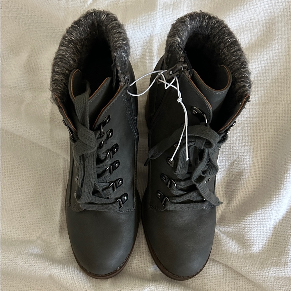 SM New York Charcoal Lace Up Boots - Picture 5 of 8